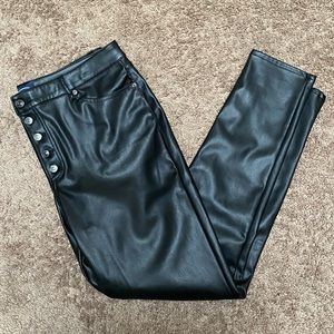 High Rise Skinny Black Pleather Pants